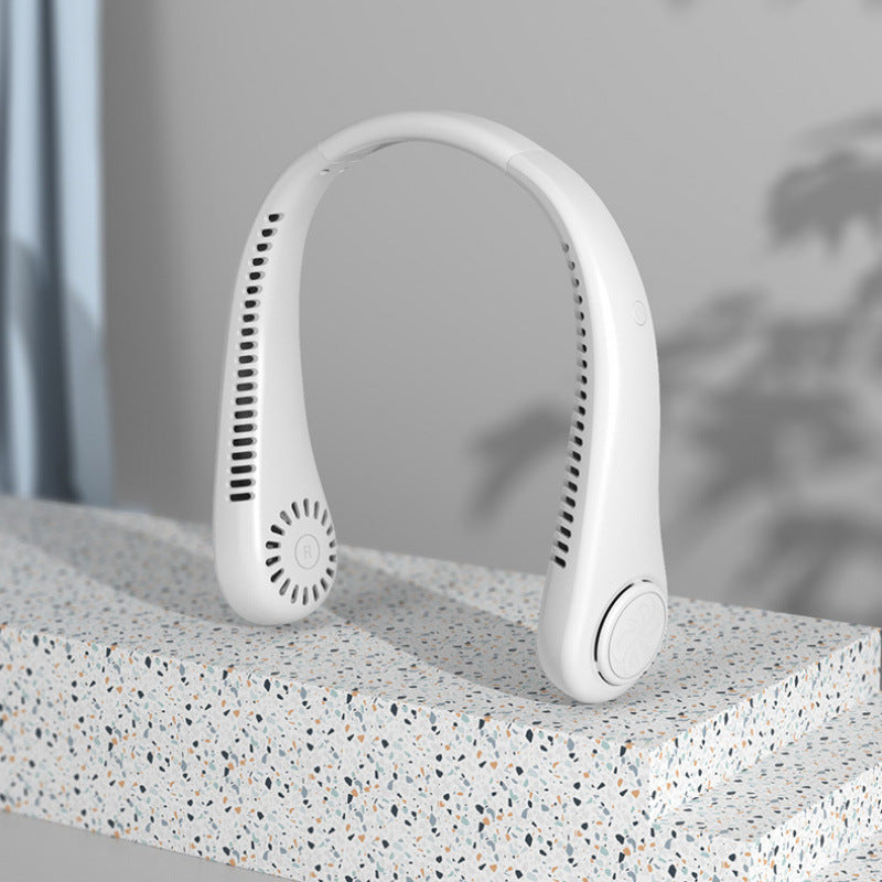 Pulsana Bladeless Neck Fan — Digital Display, 10 Speeds, USB-C Rechargeable