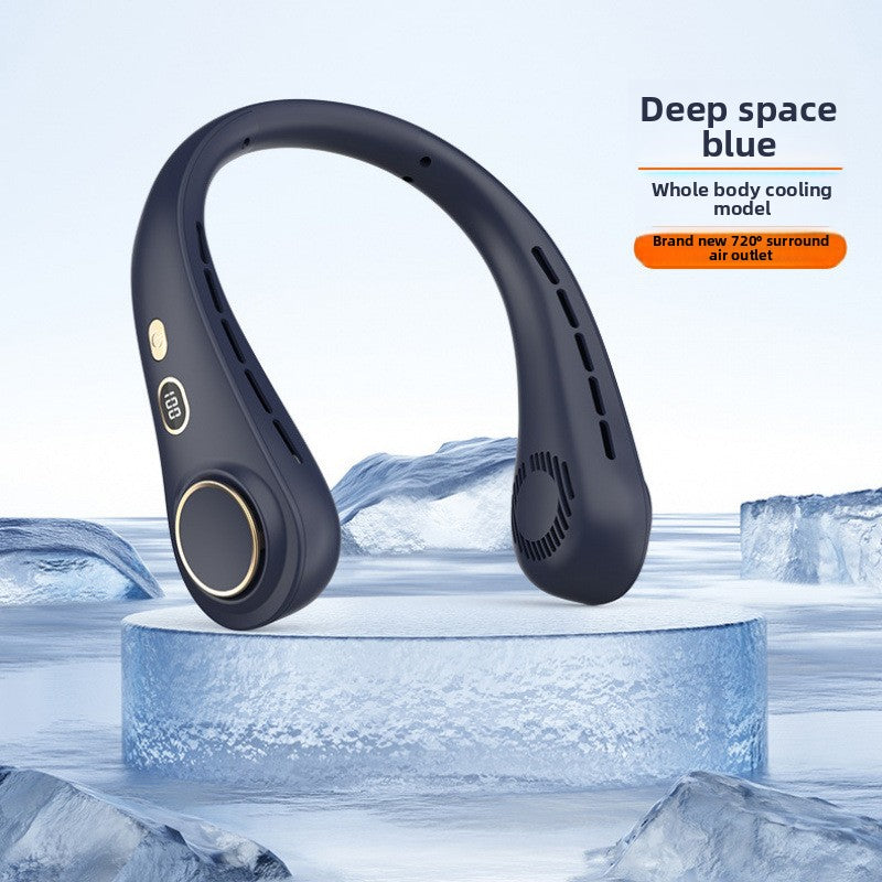 Pulsana Bladeless Neck Fan — Digital Display, 10 Speeds, USB-C Rechargeable