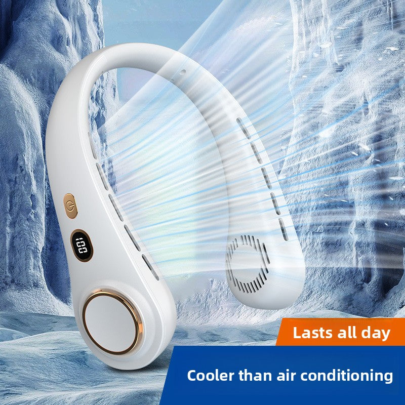 Pulsana Bladeless Neck Fan — Digital Display, 10 Speeds, USB-C Rechargeable